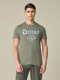 U.S. Polo Assn. Denim Co. - Men's Olive Muscle Fit Typographic Printed T-Shirt