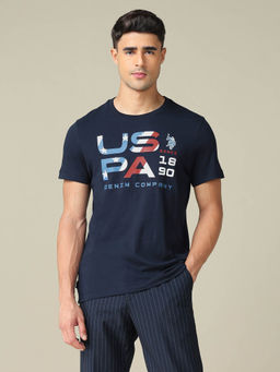 U.S. Polo Assn. Denim Co. - Men's Navy Blue Muscle Fit Brand Printed T-Shirt