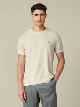 U.S. Polo Assn. Denim Co. - Men's Beige Pure Cotton Muscle Fit T-Shirt
