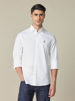 U.S. POLO ASSN. - Men's White Tailored Fit Textured Shirt