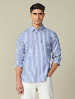 U.S. POLO ASSN. - Men's Blue Vertical Striped Tailored Fit Shirt