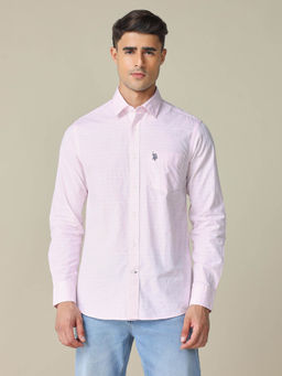 U.S. POLO ASSN. - Men's Pink Horizontal Striped Tailored Fit Shirt