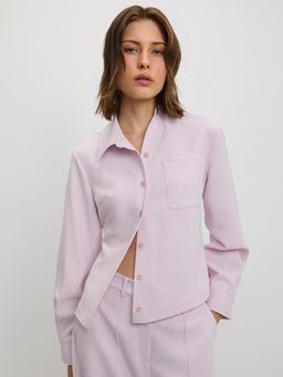 Pomelo - Asymmetric Long-Sleeve Shirt - Light Pink