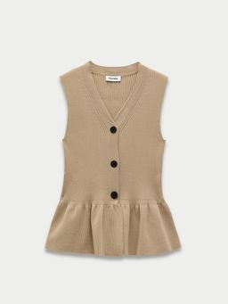 Pomelo - Peplum Knit Vest - Taupe