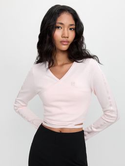 Pomelo - Wrap V-Neck Top - Light Pink