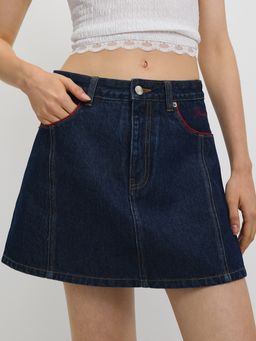 Pomelo - High-Waist Jean Skort - Indigo