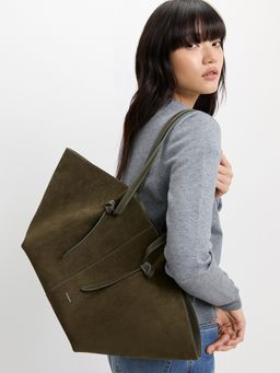 Pomelo - Suede Tote Bag - Olive