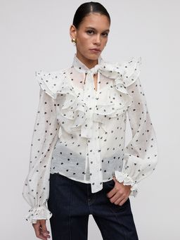 Pomelo - Ruffled Polka Dot Blouse - Print