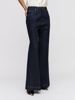 Pomelo - High Waist Flared Jeans - Dark Blue