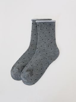 Pomelo - Small Black Polka Dot Socks - Grey