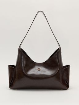 Pomelo - Embossed Logo Handbag Bag - Dark Brown
