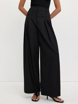 Pomelo - Pleated Wide-Leg Trousers - Black