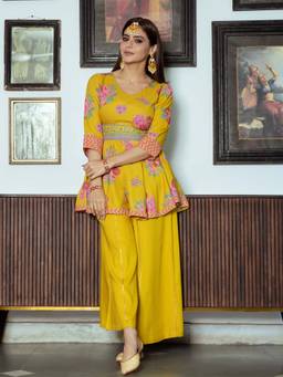 Rustorange - Inaayat Mustard Sharara (Set of 2)