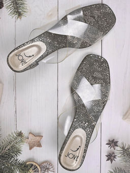 Jove - Women Grey Solid Sandal Heels