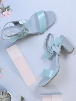 Jove - Women Aqua Solid Sandal Heels