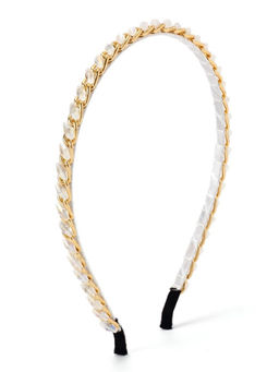 Little Hip Boutique - White & Gold Beaded Hair Band