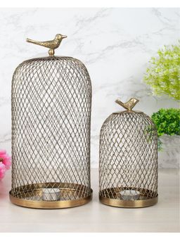 Voncasa - Metal Mesh Cloche Mild Steel Set Of 2 - Gold
