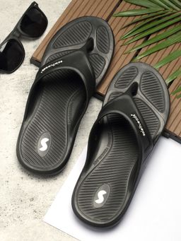 SOLETHREADS - Ortho Lite Men Black Solid Flip Flop