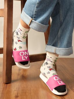 ONLY - Brand Logo Pink Sliders