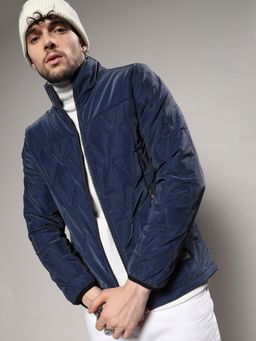 Campus Sutra - Mens Navy Blue Parachute Puffer Jacket