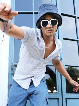 Campus Sutra - Mens White Honeycomb Knit Shirt