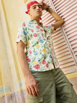 Campus Sutra - Mens Multicolour Rose Garden Print Shirt