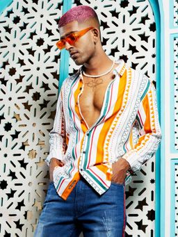 Campus Sutra - Mens Multicolour Geometrical Print Shirt