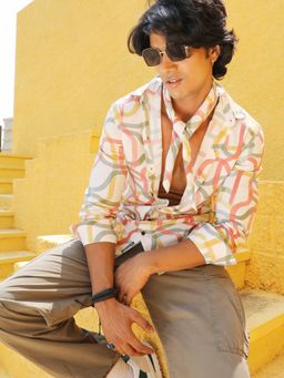 Campus Sutra - Mens Multicolour Flowing Vines Shirt