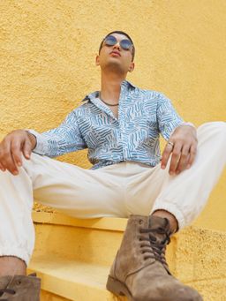 Campus Sutra - Mens Blue Abstract Print Shirt