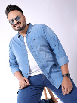 Hardsoda - Blue Solid Regular Fit Shirt