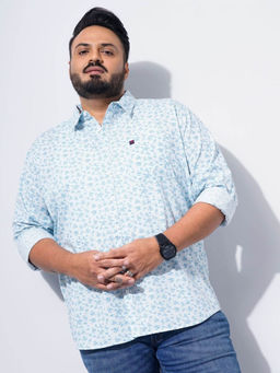 Hardsoda - Blue Printed Regular Fit Shirt