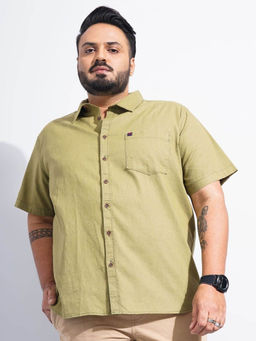 Hardsoda - Olive Solid Regular Fit Shirt