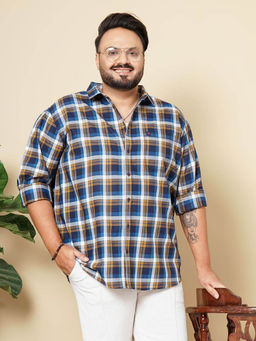 Hardsoda - Navy Blue Checks Regular Fit Shirt