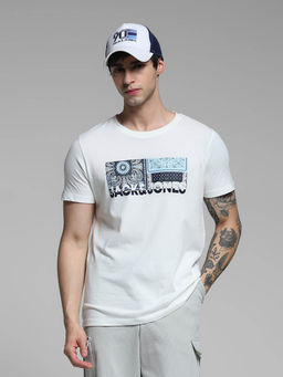 Jack & Jones - White Printed Regular Fit T-Shirt