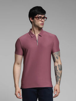 Jack & Jones - Purple Solid Slim Fit Polo T-Shirt
