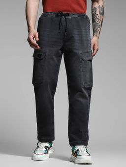 Jack & Jones - Black Solid Regular Fit Jeans