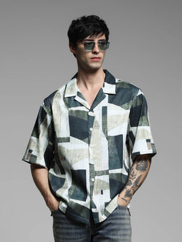 Jack & Jones - Green Printed Oversized Fit Shirt