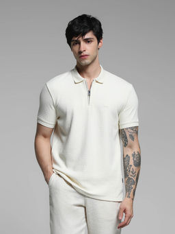 Jack & Jones - White Solid Regular Fit Polo T-Shirt