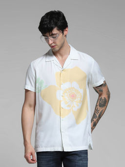 Jack & Jones - White Printed Comfortable Fit Shirt