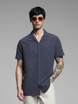 Jack & Jones - Blue Printed Comfortable Fit Shirt