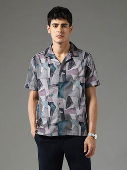 Arrow Newyork - Grey Printed Slim Fit Shirt