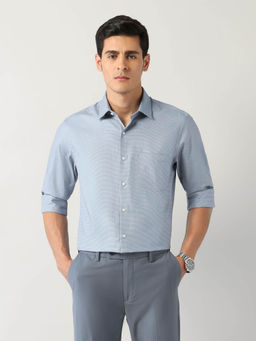 Arrow - Blue Self Design Regular Fit Shirt