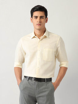 Arrow - Yellow Self Design Regular Fit Shirt