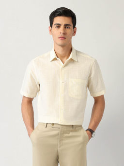 Arrow - Yellow Self Design Regular Fit Shirt