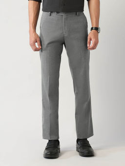 Arrow - Grey Solid Regular Fit Trouser
