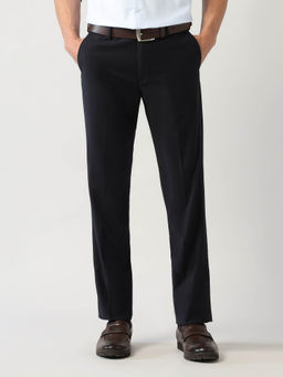 Arrow - Navy Blue Solid Regular Fit Trouser