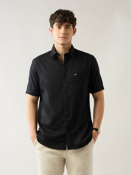 Arrow Sports - Black Solid Regular Fit Shirt