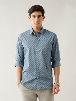 Arrow Sports - Blue Printed Slim Fit Shirt