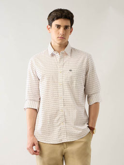 Arrow Sports - White Printed Tailored Fit Shirt