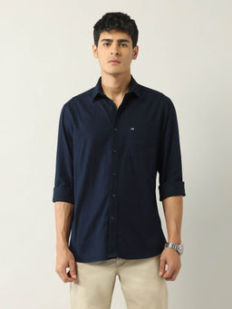 Arrow Sports - Navy Blue Solid Regular Fit Shirt